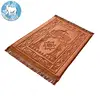 Factory Direct 100% Polyester Islam Prayer Rug Solid Embossed One Ply Flannel Carved Muslim Prayer Mat