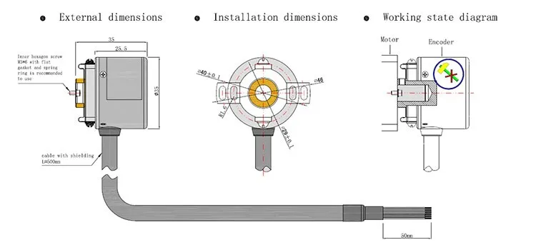 Incremental encoder K35 Hollow Shaft Rotary Encoder Elevator Parts OIH35-4096P6L6-5V