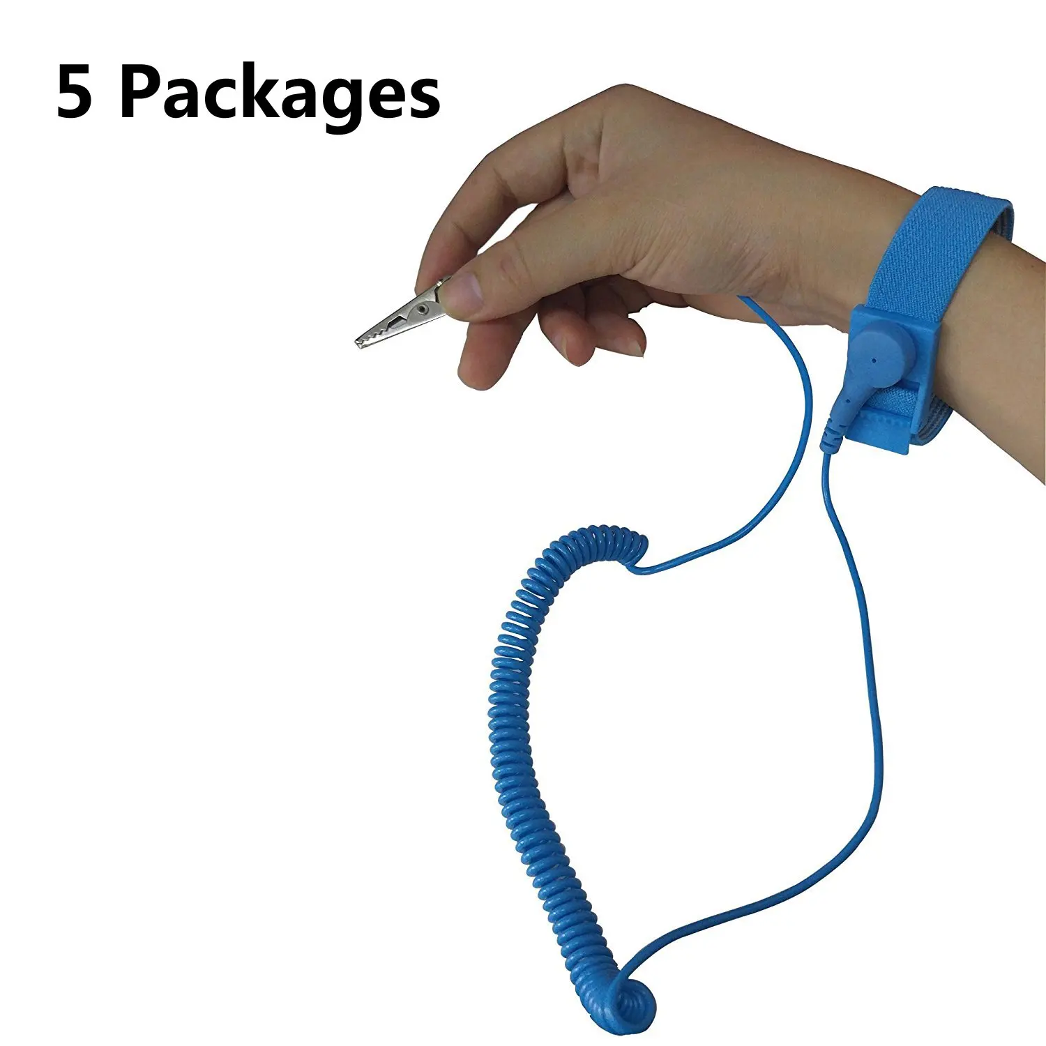 Anti-Static Grounding Strap Wrist Band w// 6ft Coil Cord TL-AS1B Blue