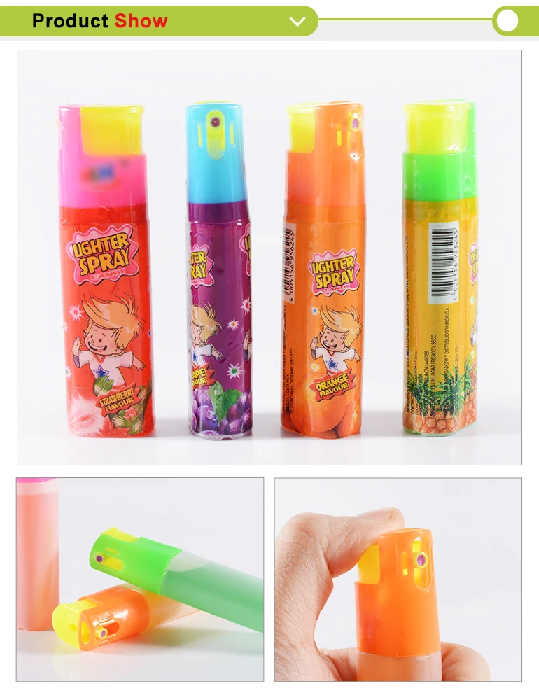 Halal Fruit Flavored Candy Spray Lighter Shaped Glucose Syrup Liquid