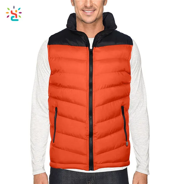 Wholesale Puffer Vest Down Vest Mens Quilted Jacket Sleeveless Zip