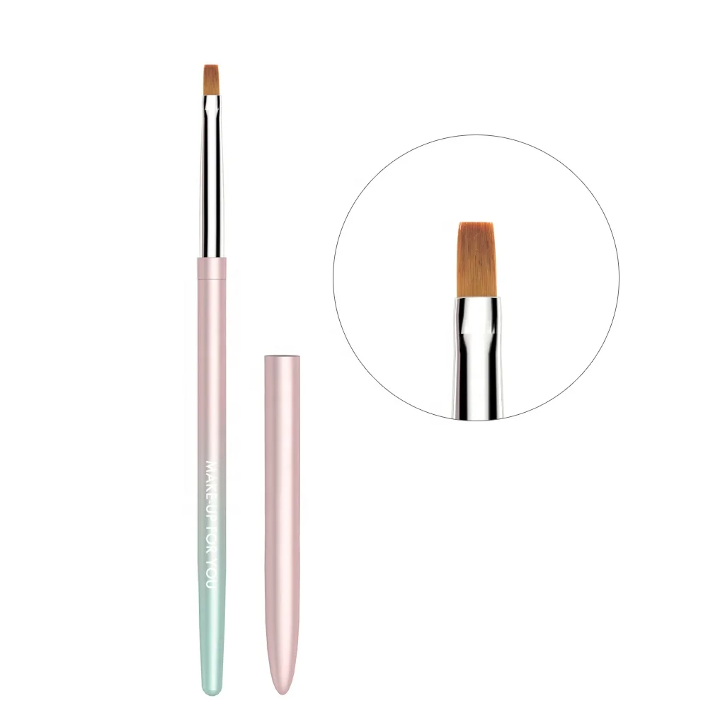 Private Label Pink-Cyan Gradient Color Filament Art Polish Nail Pencil Brush