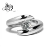 White Sapphire High Setting Engagement Ring Stainless Steel