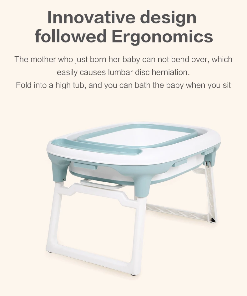 Amazon Hot Selling Infant Folding Collapsible Shower Basin With Non Slip Mat Easy For Travelling