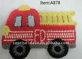 Crochet Fire Truck Applique - Buy Crochet Fire Truck Applique,Patch