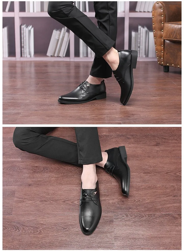 New Men Casual Dress Shoes 2018 Pointed Simple Office Men Pu Leather ...