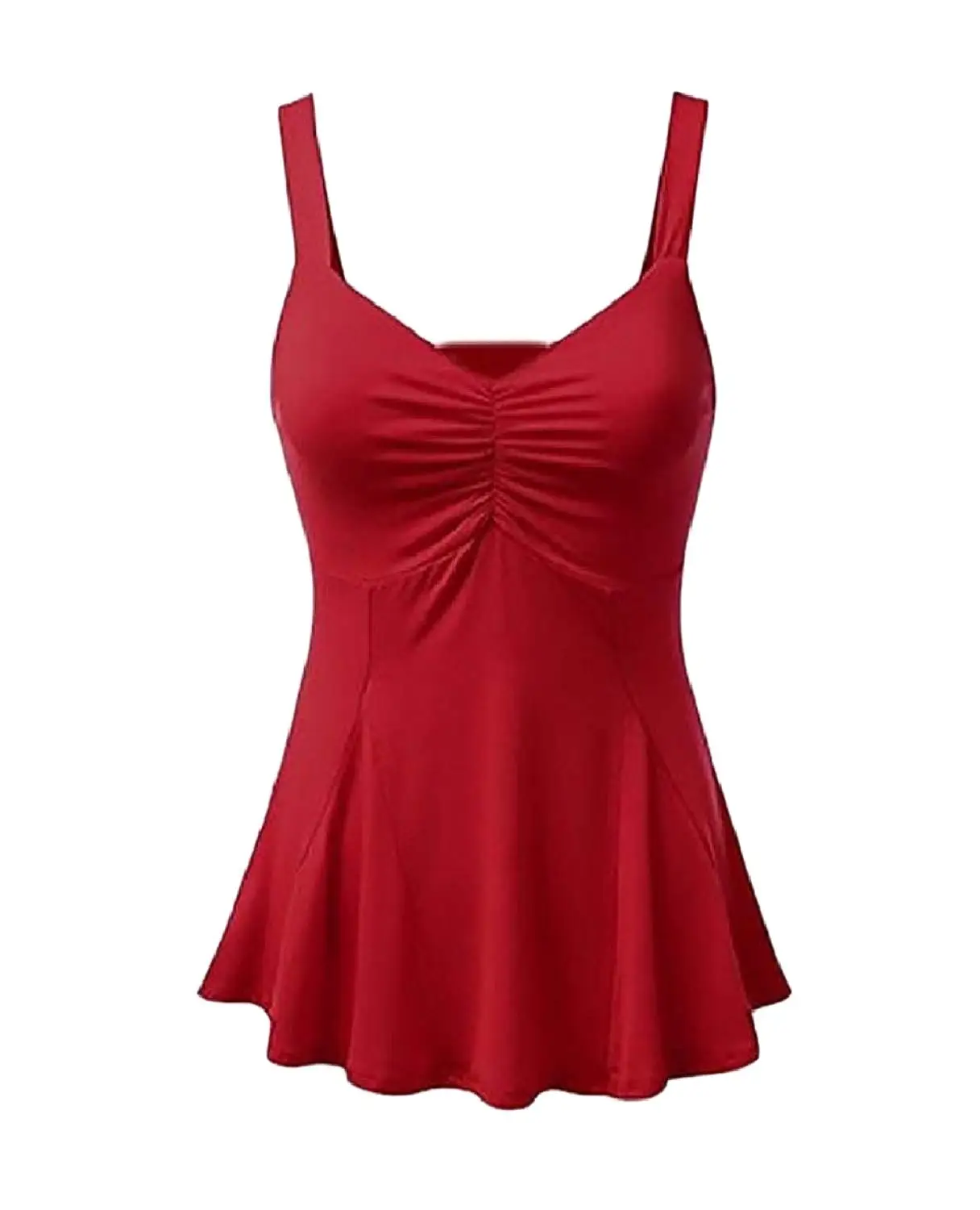 Zimaes-Women V-Neck Thin Draped Solid-Colored Tank Top Vest Blouse