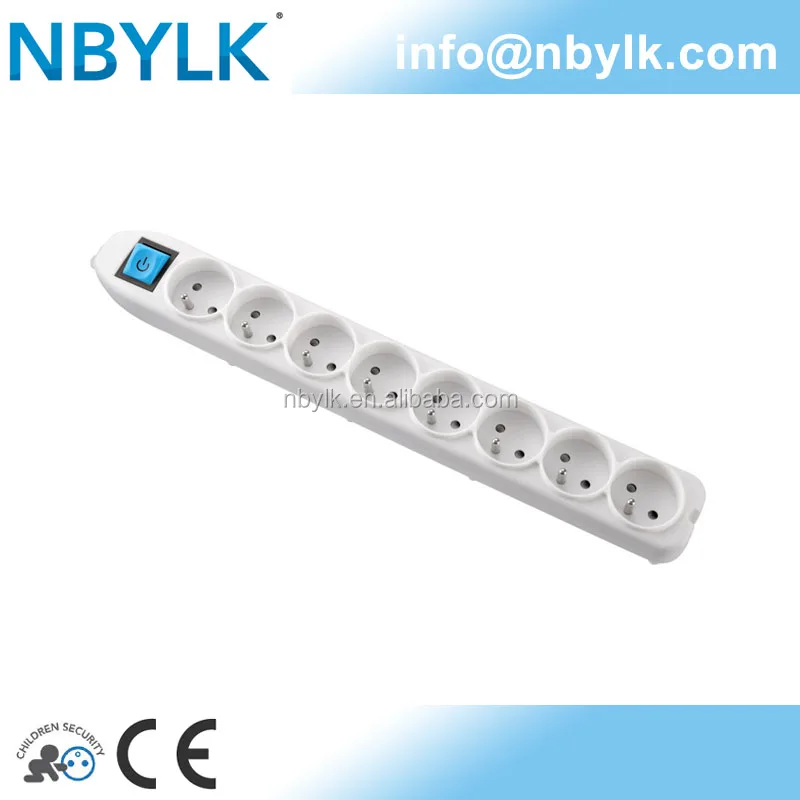 French Type 8 Gang Multiple Power Sockets With Extension Cable,Safe