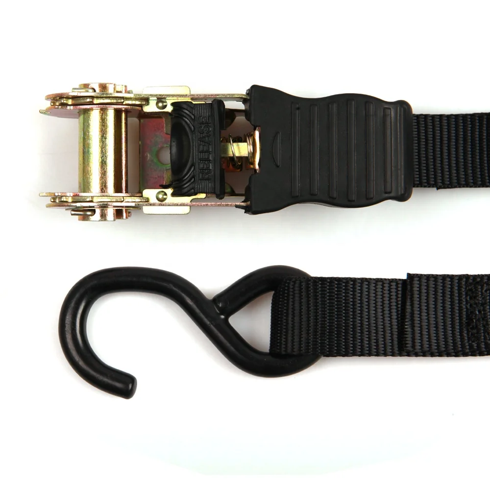25mm 1200lbs Quick Ratchet Buckle Tie Down Straps With Black Polyester