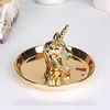 Decorative Gold Unicorn jewelry display stand Ceramic Jewelry Ring Holder