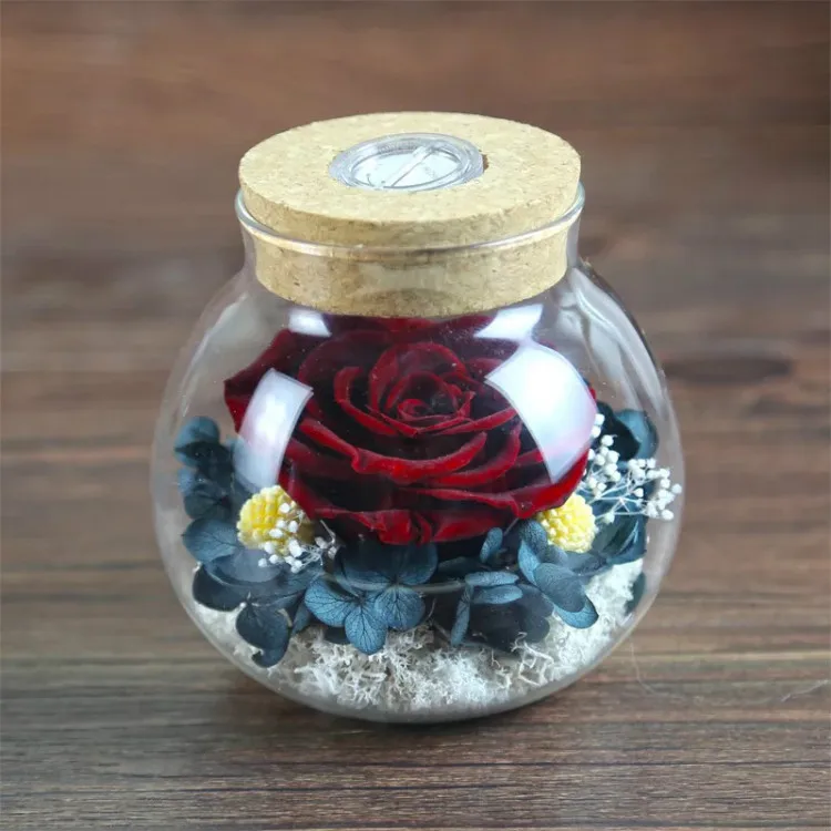Wholesale Led Wishing Bottle Preserved Flower Gift Idea Preserved Rose