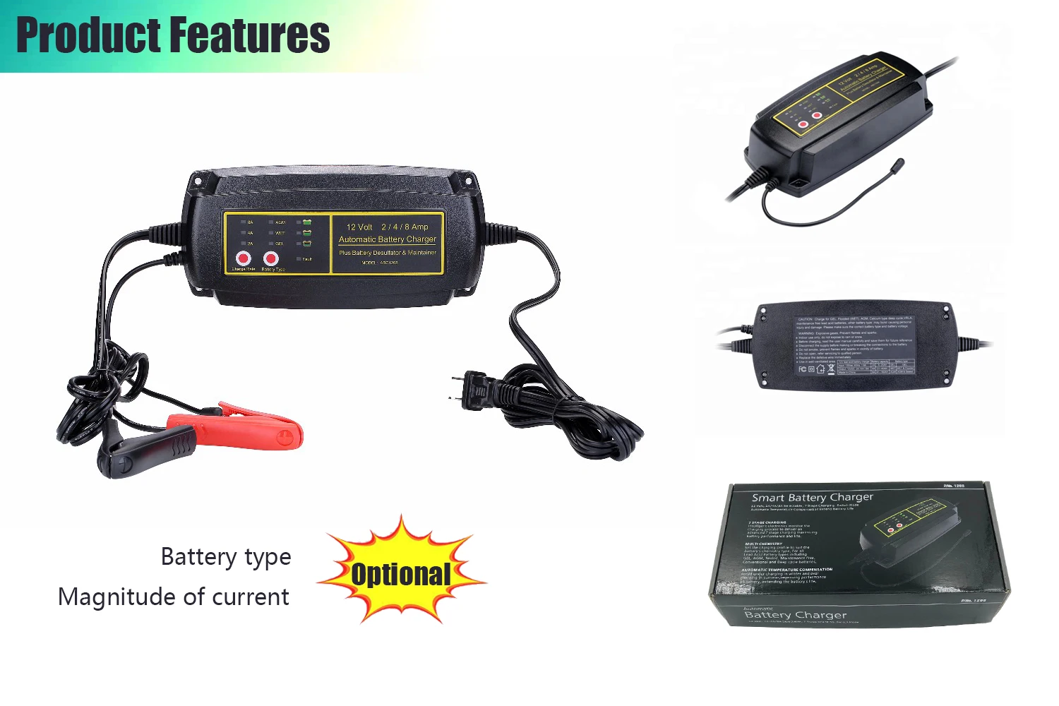 12volt 50ah Auto Switchable 2a 4a 8a Hybrid Car Battery Chargers Buy