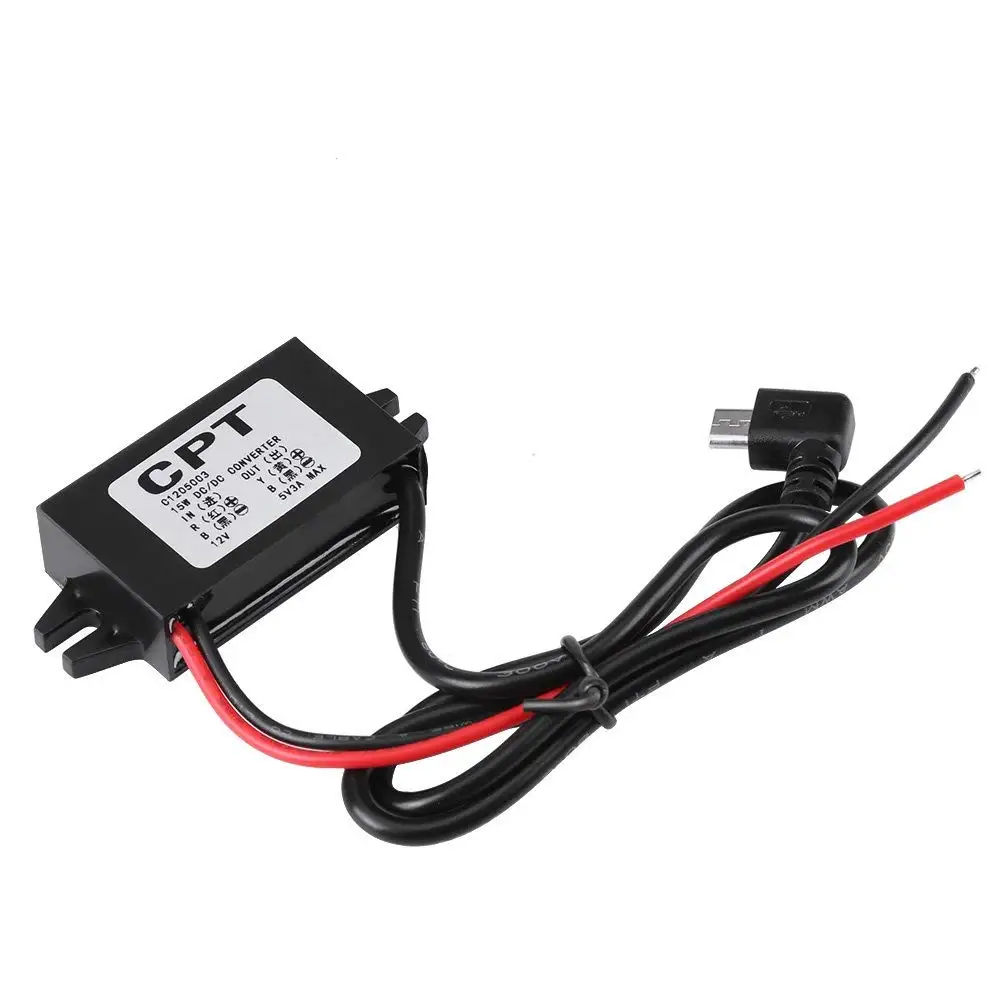 Convertidor de voltaje para autom/óvil CPT DC-DC 12V a 5V 3A Convertidor Micro USB Regulador reductor de voltaje para el tel/éfono inteligente para autos