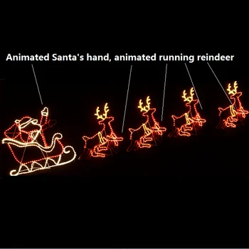 2d led rope lighted santa sleigh light moving christmas decorations for lawn decoration - Moving Christmas Decorations 2d led rope lighted santa sleigh light moving christmas decorations for lawn decoration - Moving Christmas Decorations