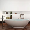 BS-8606 Solid surface hotel baths tub free standing bath tubs white stone bath