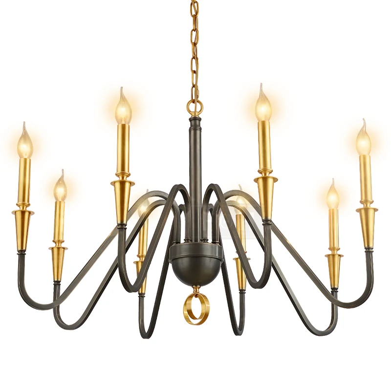 MEEROSEE Simple Iron Chandelier Light American Countryside Style Metal Arms Chandeliers Lamp for Dining Sitting room MD86718