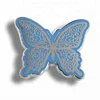 Butterfly shape blue color chrome enamel pins
