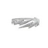 New simple cz paved flight shape open rings with rhodium plated for women adjust rings