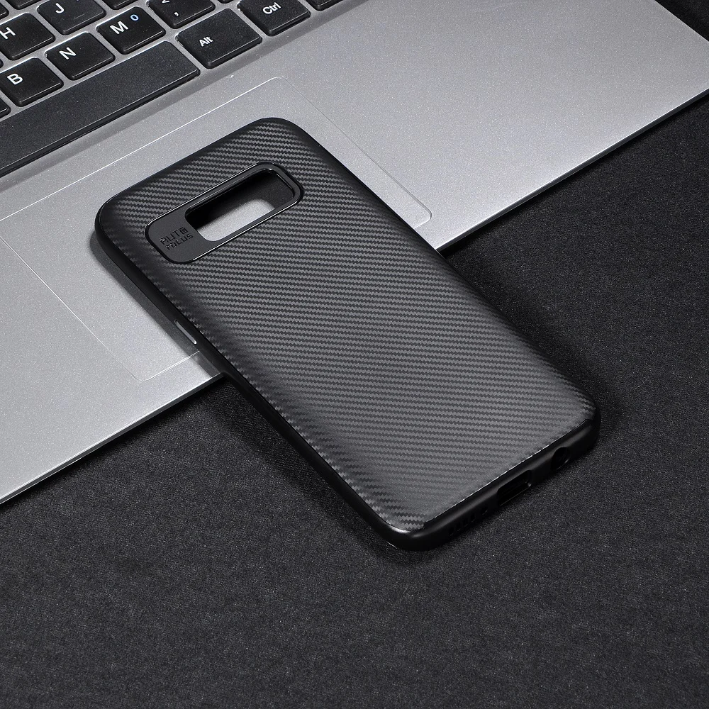 2 IN 1 Carbon Fiber TPU+PC Back Cover Case For Samsung Galaxy S8