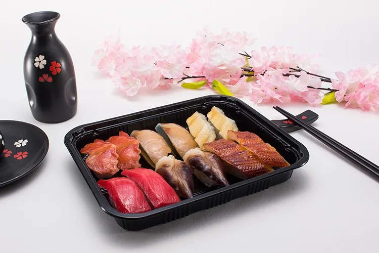 1 Compartment Wholesale Disposable Ps Plastic Black Sushi