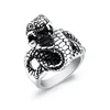Trendy Creative Vintage Punk Titanium Steel 12 Zodiac Snake Ring Animal Head Single Finger Silver Rings For Men Jewelry