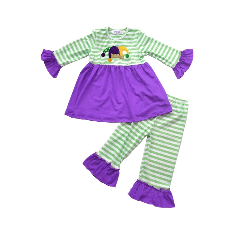 Mardigras Baby Boutique Outfits Kids Mark Applique Ruffle Tshirt