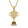 European New Arrival Hips Hops Jewelry Gold Plated Pave Crystal Trophy Pendant Necklace