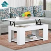 multifunction height adjust lift up top wood coffee table