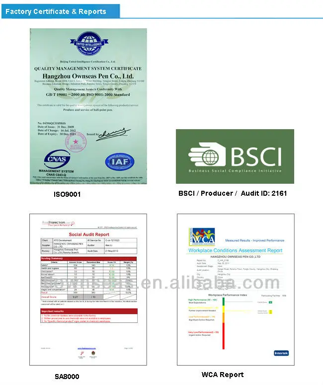 ownseas pen passed iso9001, sa8000, wca, a good supplier of promotional  pens and plastic pens