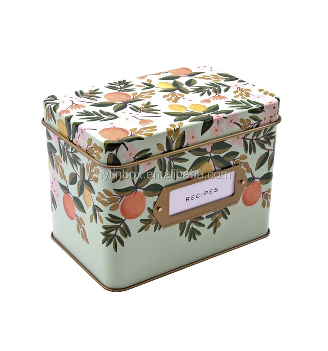 Rectangular Shape Metal Recipe Tin Box With Card Holder Buy Recipe