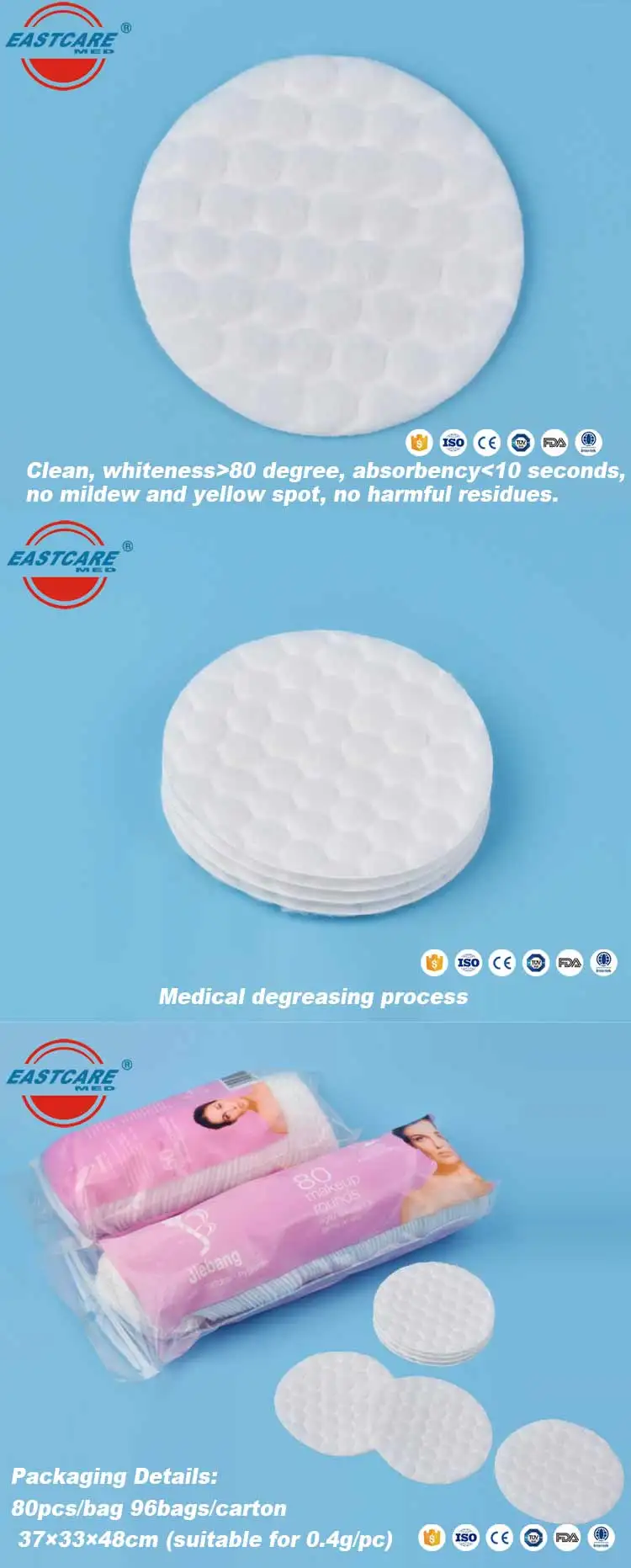 Oem Cleansing Lady Disposable Spunlace Face Cleaning Cotton Pads