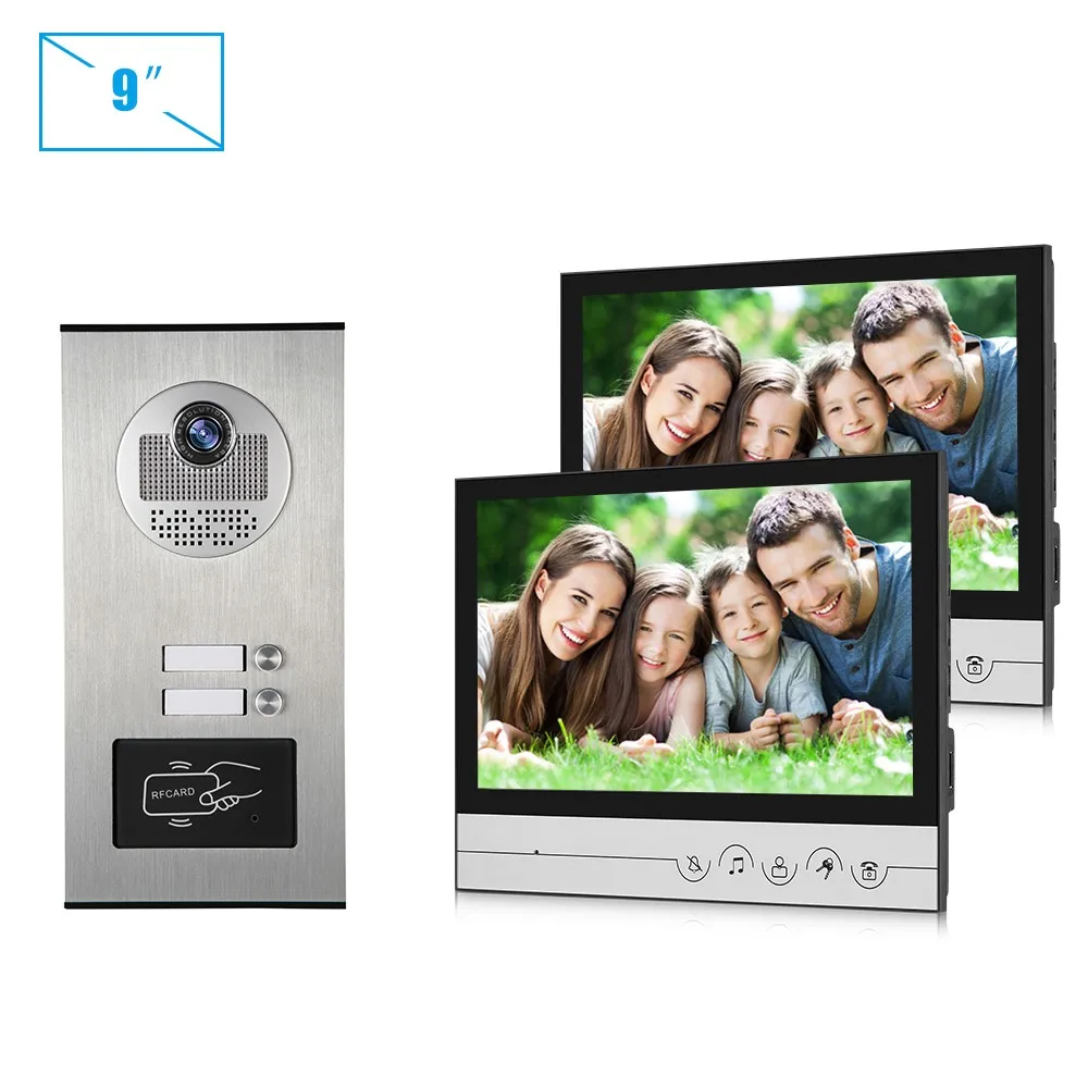 4 Multi Apartments Building Doorbell Rvv4 Wired Video 9 Inch Video Door Phone With