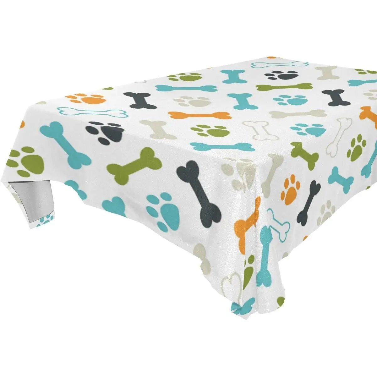 WOZO Rectangular Colorful Puppy Dog Paw Print Footprint Tablecloth Table Cloth Cover for Home Decor Dinner Kitchen Party Picnic Wedding Halloween Christmas 60x108 inch