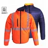 Waterproof reflective orange puffer jacket safety work wear