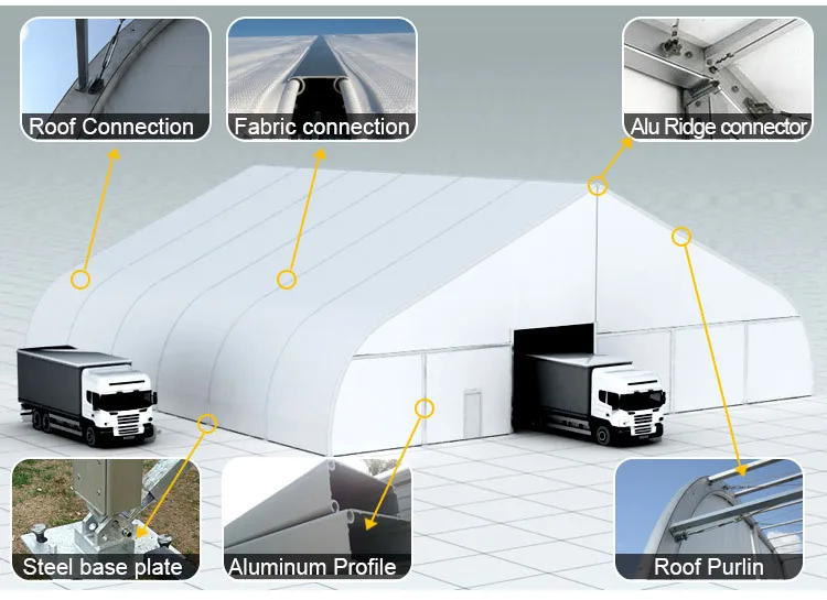 Military Modular Prefab Metal Clamshell Buildings Aircraft Hangars
