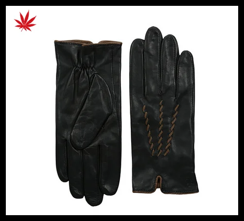 women high Quality wearing sheepskin leather glove TWO TONE Back of the wore pimp, palms open leather gloves