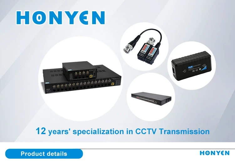 CCTV analog camera BNC to RJ45 video balun with power with power