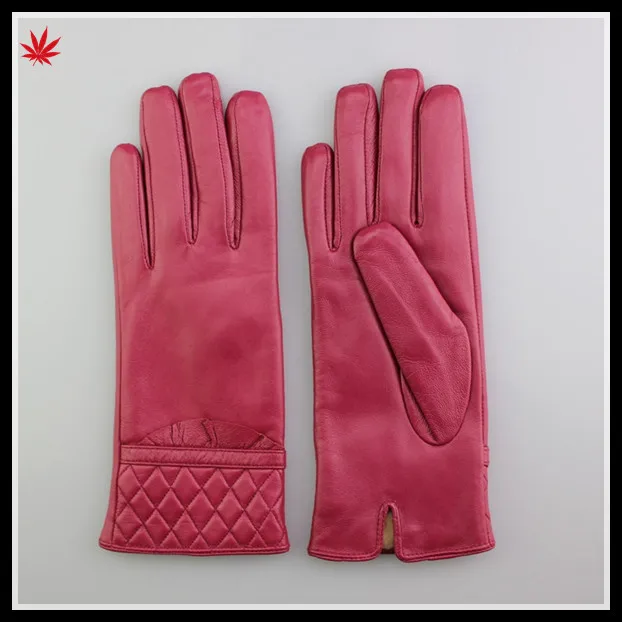 sexy girls new design winter pink leather glove