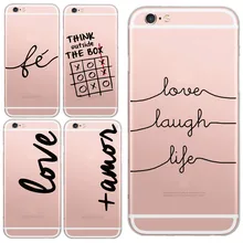 Super Slim Transparent LOVE LAUGH LIFE Printing Cell Phone Case For iphone 5 5s/6 6s Soft TPU Clear Skin Back Cover Capa