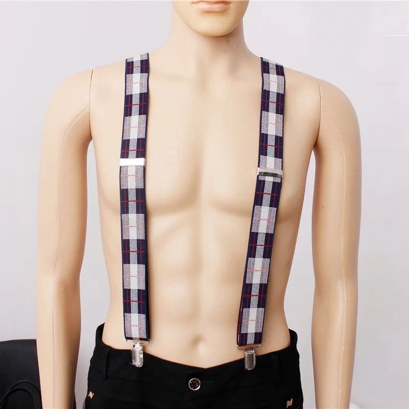 High Quality Alloy 4 Clips Pu Leather Elastic Suspender For Men Or