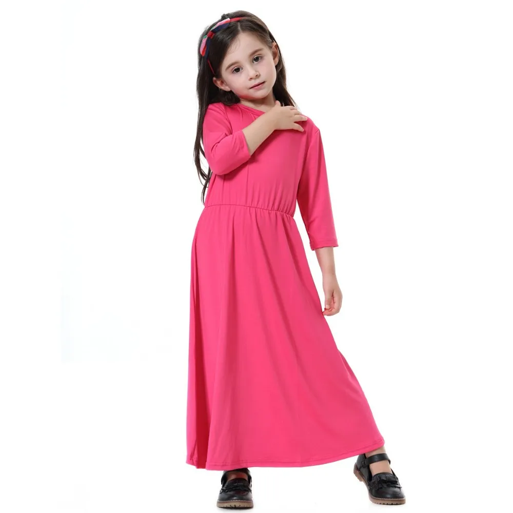 607# Malaysia Muslim Kids Dress Fashion Child Dubai Abayas Moslem Girls  Dresses Islamic Childrenu0027s Robes Solid Clothing - Buy Children Kids 