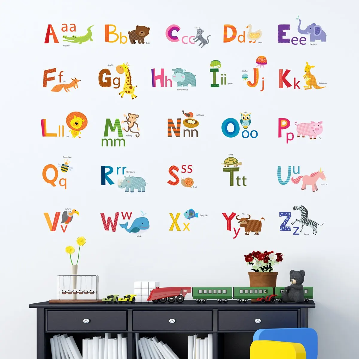 Shxx Abc Stickers Alphabet Decals Animal Alphabet Wall Decals Classroom