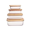 Bamboo Lid Lunch Box Food Storage Box Glas