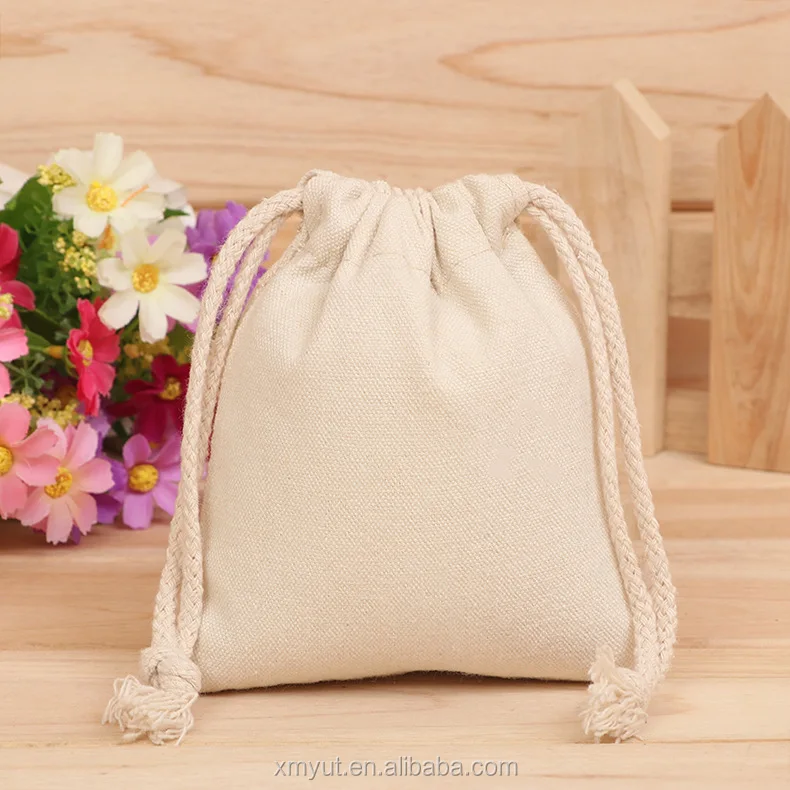 Drawstring Cotton String Bag/cotton Pouch Customized Size Customized Color Packing Acceptable