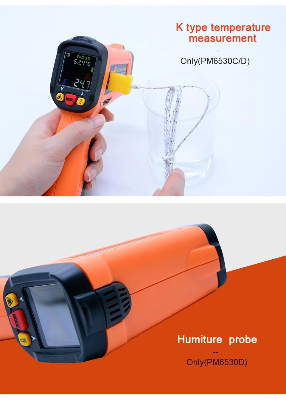 Peakmeter PM6530B + mejor calidad promocional Digital sin contacto por infrarrojos termómetro LCD Pantalla de mano de infrarrojos temperatura arma