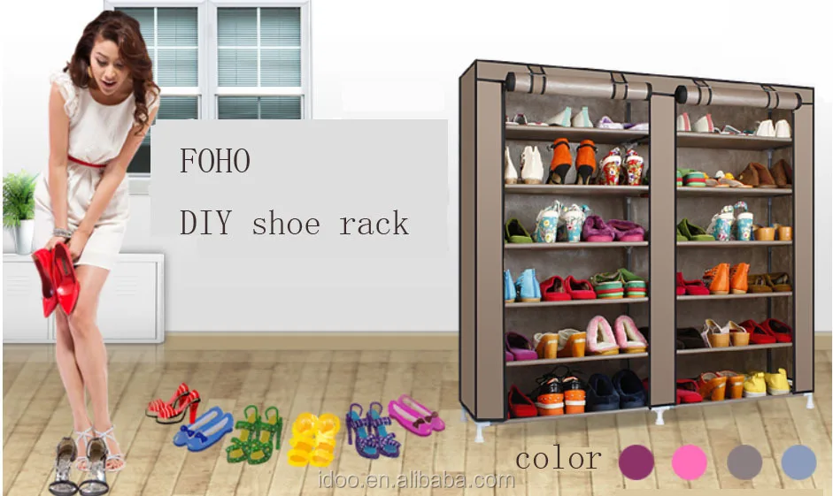 Armario De Zapatos De Tela No Tejida Con Cubierta,Almacenamiento De