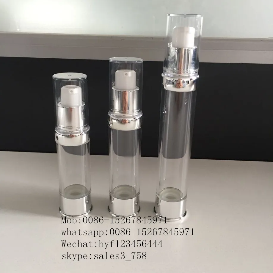 26mm Silver Airless Serum Bottle/15ml 20ml 30ml Eye Cream Airless Dispenser/thinner Diameter