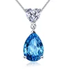 925 Sterling Silver Heart Shape Sapphire Pendant Necklace Water Drop Ruby Pendant Necklace