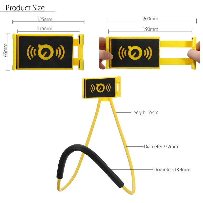 360 Rotation Flexible Cell Phone Selfie Neck Holder Stand Snake-like Car Bed Mount New Tablet Stand Holder For For