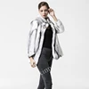 Fashionable Winter Cross Mink Coat for Women Genuine Cross Mink Jacket with Stand Collar and Button Closure